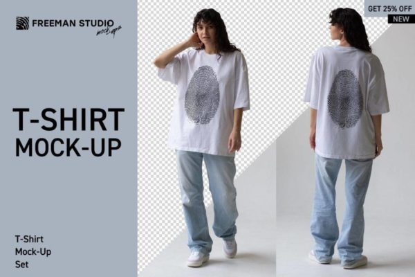 16款时尚女士半袖衫上衣T恤Logo印花图案设计PS展示效果图贴图样机模板合集 T-Shirt Mock-Up Set