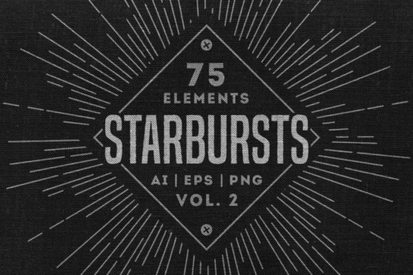 75款创意半星爆爆炸线条装饰元素抽象艺术AI矢量设计素材 Retro Starbursts Vol. II