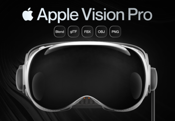 高级苹果头戴式显示设备VR眼镜3D插图图标Icons设计Blender/PNG/FBX格式素材 Apple Vision Pro