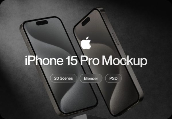 20款工业风APP界面设计作品集展示苹果iPhone 15 Pro贴图样机PSD模板素材 Apple iPhone 15 Pro Mockup