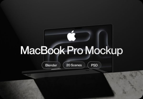 20款暗黑工业风网站WEB界面设计苹果MacBook Pro笔记本电脑屏幕贴图效果图样机PSD模板 Apple Macbook Pro Mockup