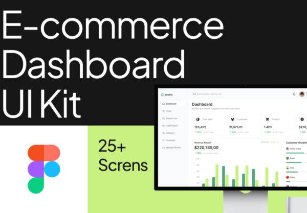 25+屏高级电子商务商城销售数据统计信息分析仪表盘用户界面UI设计Figma模板套件 E-commerce Dashboard UI Kits