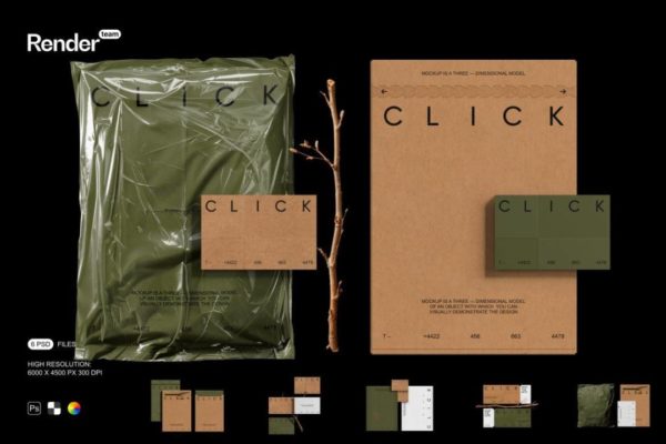 6款高级品牌VI设计名片信纸机票包装袋设计PS智能贴图样机模板素材 Brand Identity Mockup Set