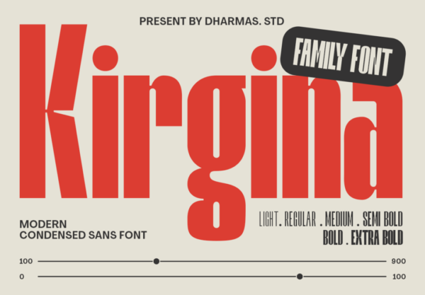 时尚潮流英伦几何风格浓缩海报杂志标题LOGO设计无衬线英文字体素材 Kirgina – UI Condensed Font