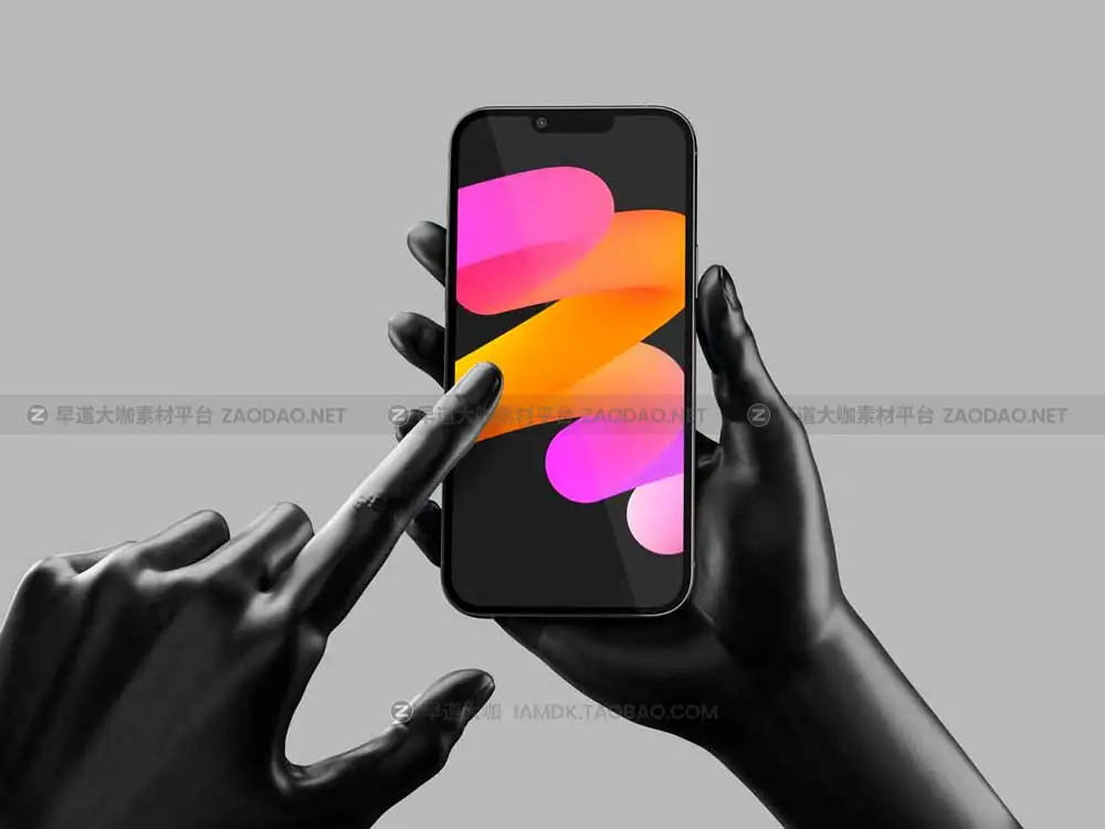 10款创意金属手持苹果iPhone 13 Pro手机UI设计作品演示效果图PS贴图样机模板 Marble Hand with iPhone 13 Pro插图10