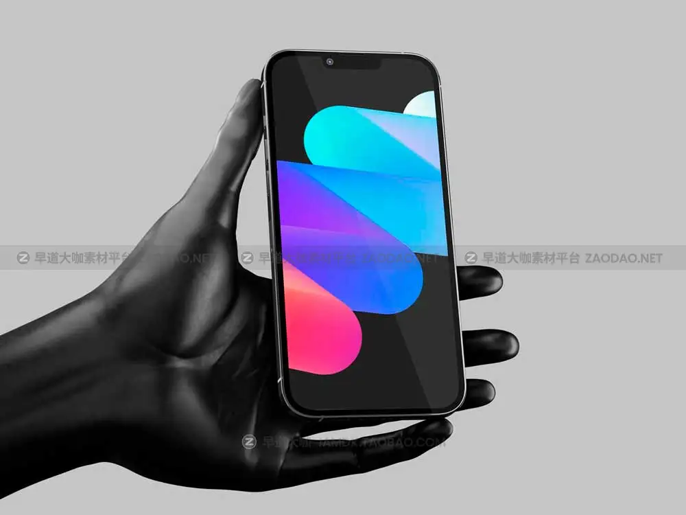 10款创意金属手持苹果iPhone 13 Pro手机UI设计作品演示效果图PS贴图样机模板 Marble Hand with iPhone 13 Pro插图9