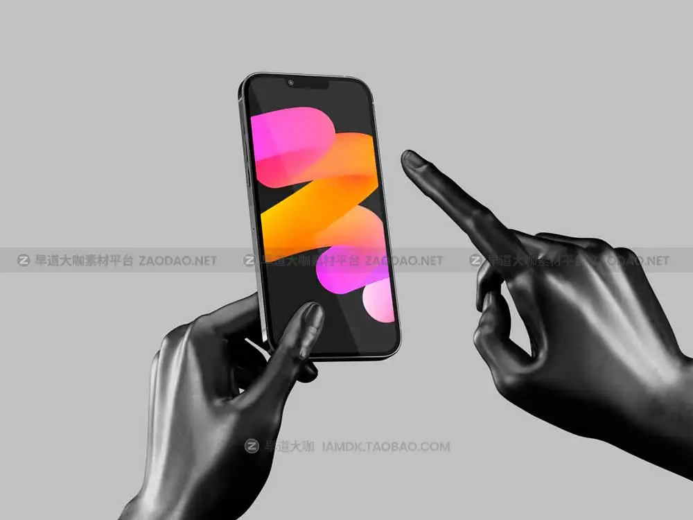 10款创意金属手持苹果iPhone 13 Pro手机UI设计作品演示效果图PS贴图样机模板 Marble Hand with iPhone 13 Pro插图7
