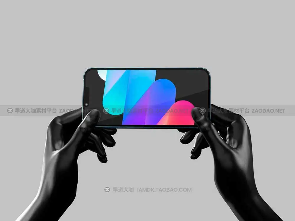 10款创意金属手持苹果iPhone 13 Pro手机UI设计作品演示效果图PS贴图样机模板 Marble Hand with iPhone 13 Pro插图6