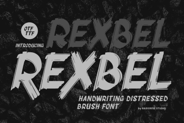 做旧海报封面包装徽标设计装饰英文字体安装包 Rexbel – Rough Brush Font