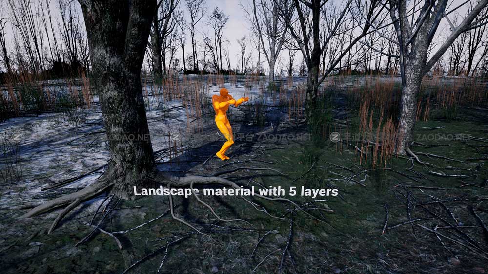 UE素材 暗黑风格灌木丛沼泽地场景3D模型设计素材 Unreal Engine – Bleak Winter Park插图11