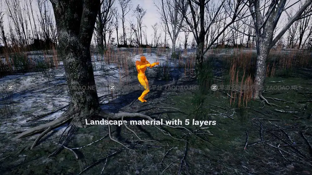UE素材 暗黑风格灌木丛沼泽地场景3D模型设计素材 Unreal Engine – Bleak Winter Park插图11
