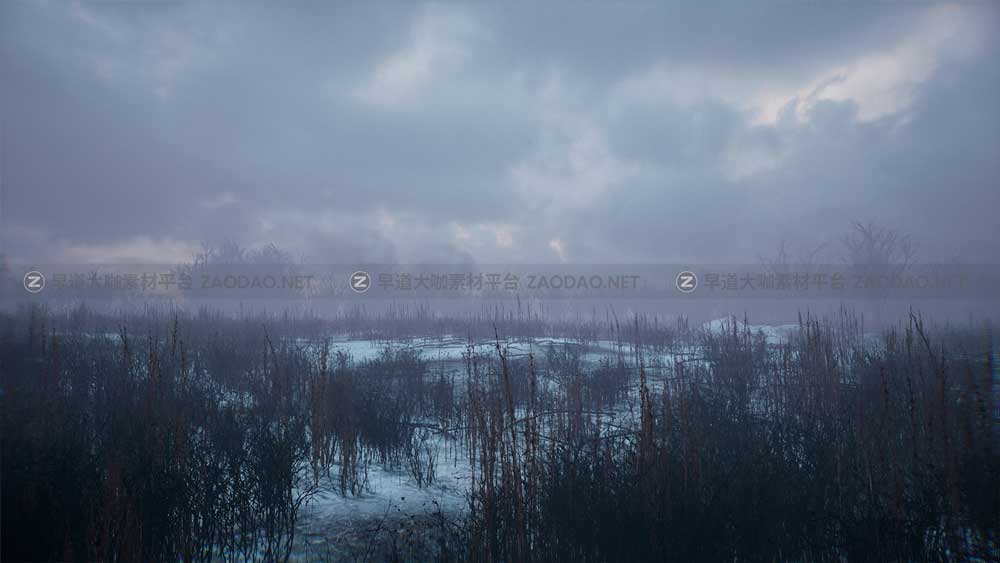 UE素材 暗黑风格灌木丛沼泽地场景3D模型设计素材 Unreal Engine – Bleak Winter Park插图8