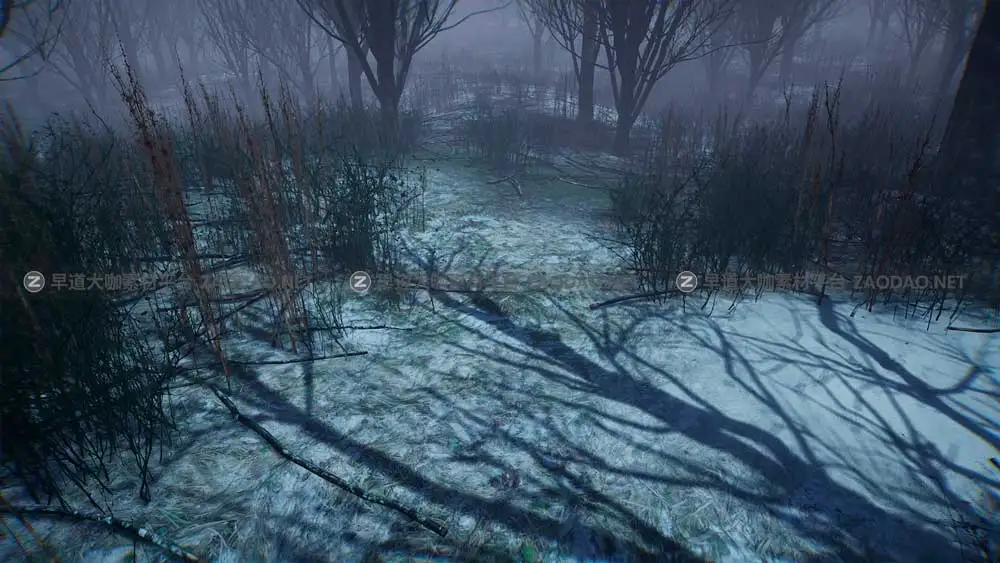 UE素材 暗黑风格灌木丛沼泽地场景3D模型设计素材 Unreal Engine – Bleak Winter Park插图7