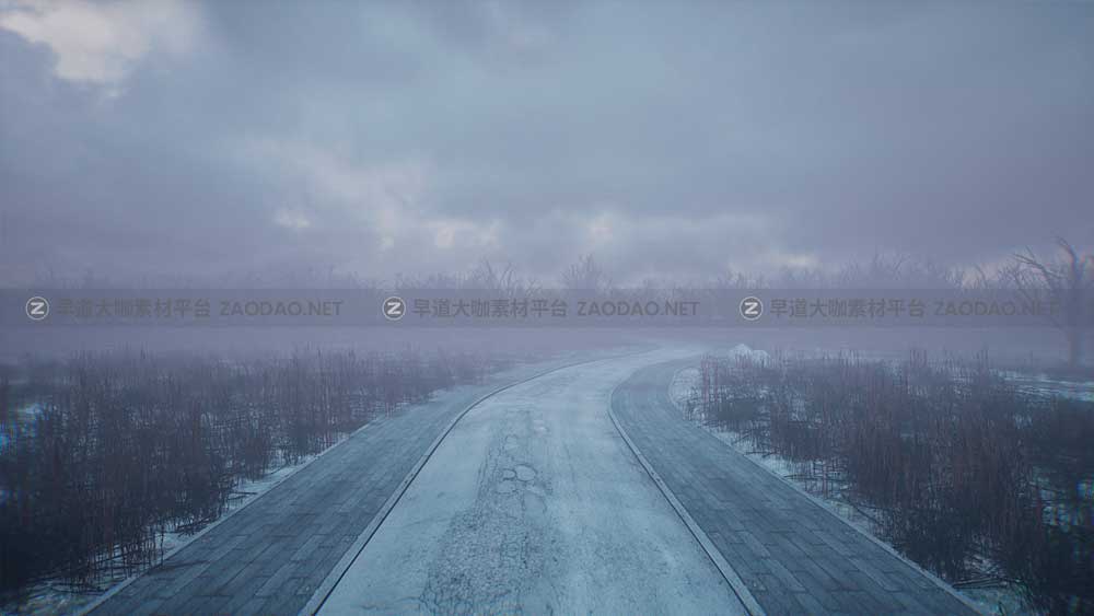 UE素材 暗黑风格灌木丛沼泽地场景3D模型设计素材 Unreal Engine – Bleak Winter Park插图4