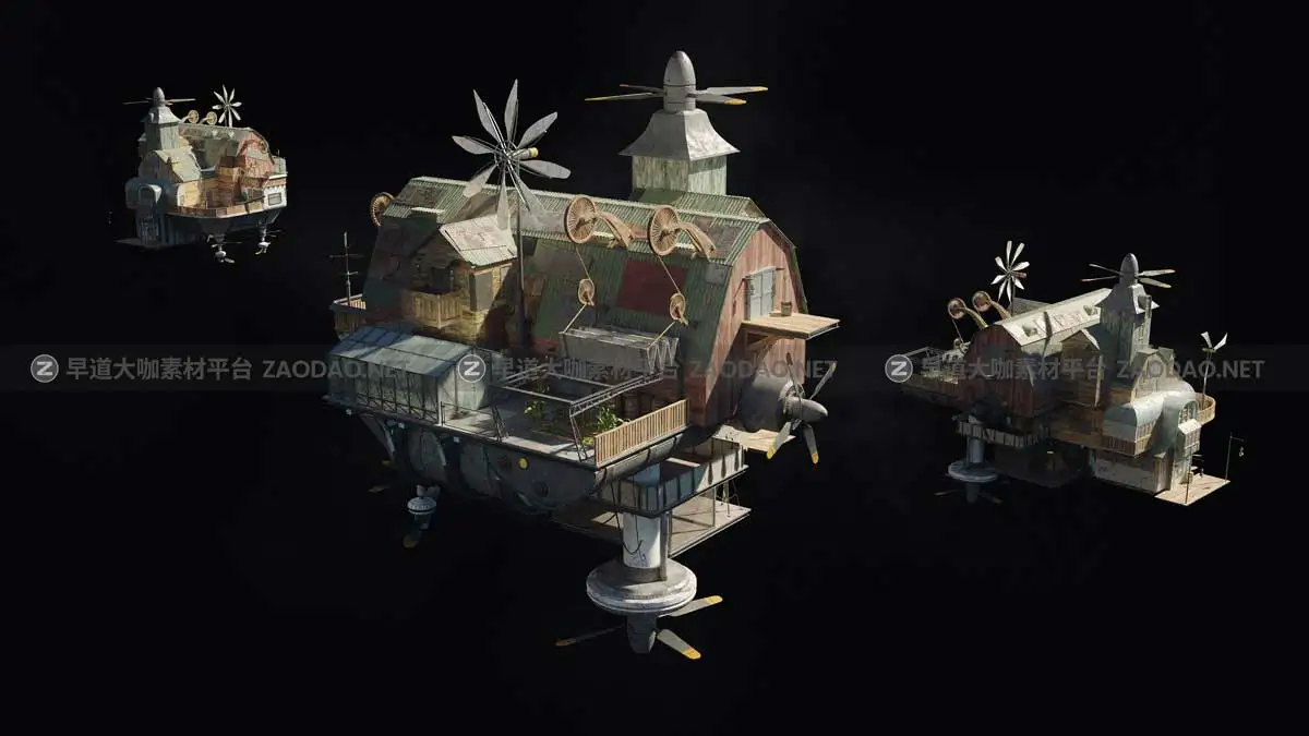 未来奇幻漂浮天空之城楼房建筑城市3D模型 Blender格式设计素材 KitBash3D – City in the Sky插图4