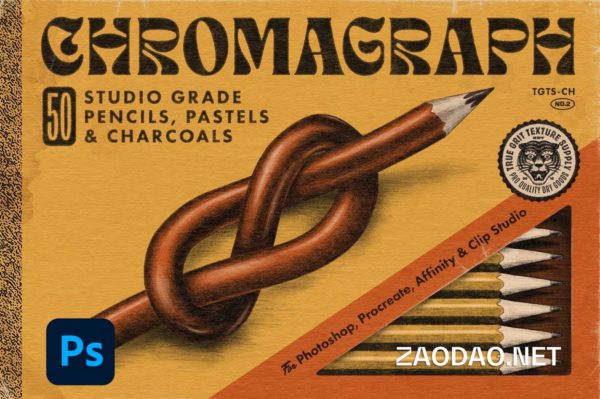 50款超逼真木炭粉末铅笔颗粒线条艺术绘画PS笔刷设计素材 TGTS –  Chromagraph for Photoshop