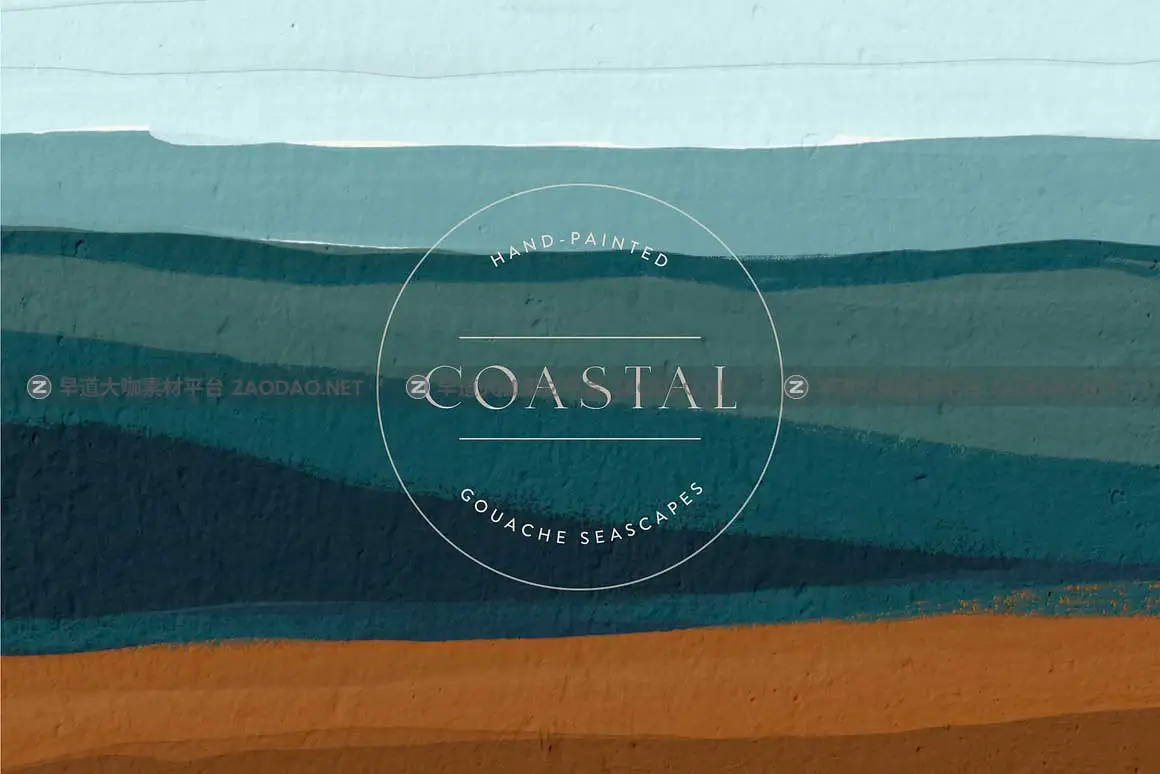 29款现代优雅4K高清海洋海岸天空手绘水彩海景画背景图片设计素材 Coastal – Gouache Seascapes插图5