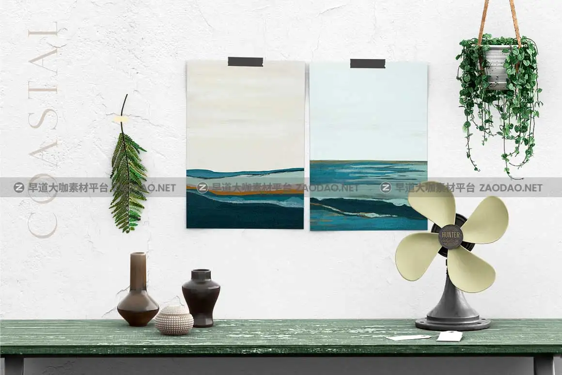 29款现代优雅4K高清海洋海岸天空手绘水彩海景画背景图片设计素材 Coastal – Gouache Seascapes插图8