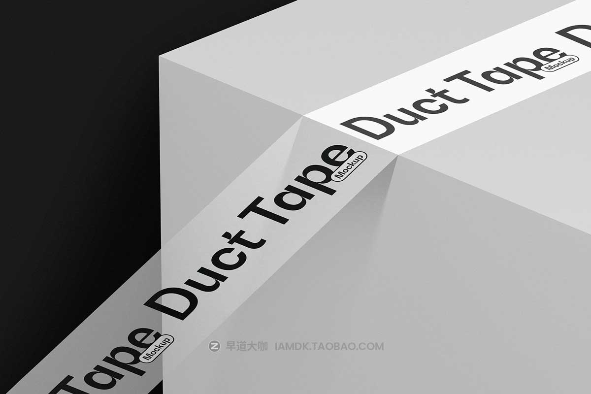 4款时尚快递品牌VI设计包装纸盒胶带展示效果图PSD样机模板素材 Duct Tape & Box Mockups插图1
