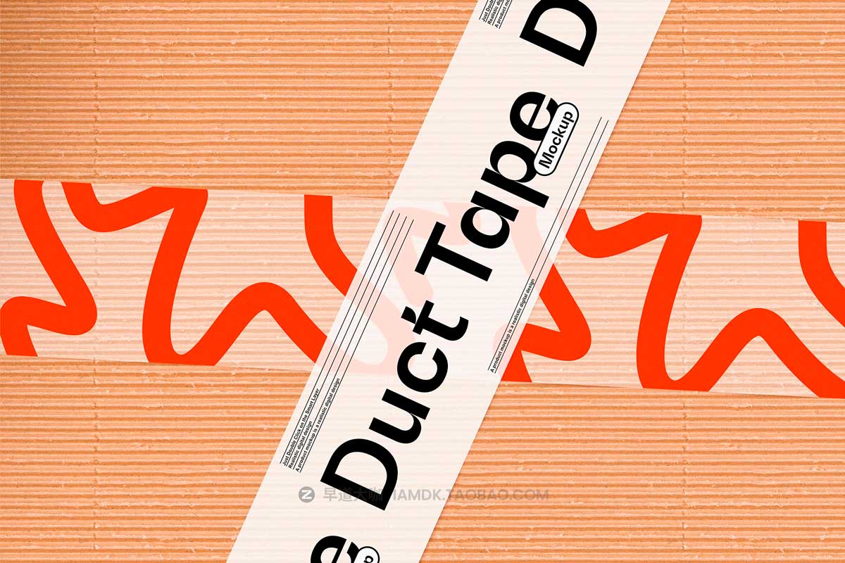 4款时尚快递品牌VI设计包装纸盒胶带展示效果图PSD样机模板素材 Duct Tape & Box Mockups插图2