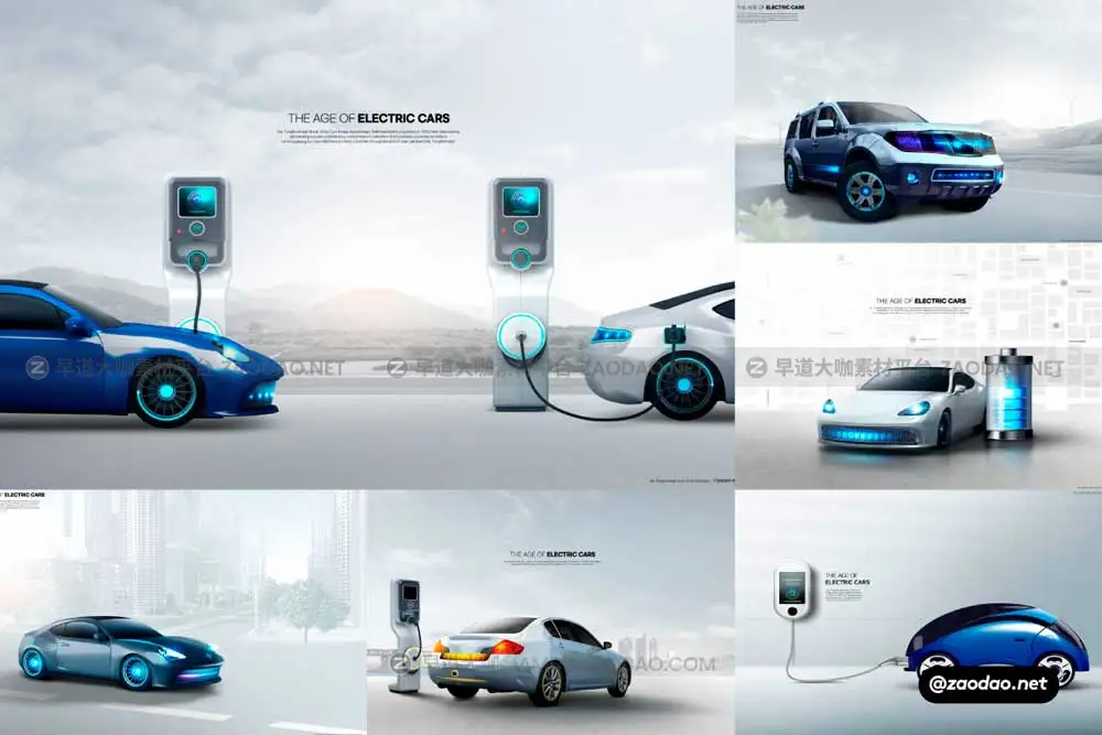 10款新能源电动汽车充电桩视觉海报KV设计PSD分层源文件模板 Electric Car Sale Poster Template插图