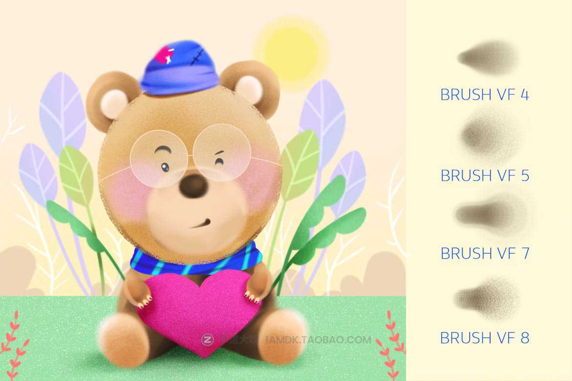 创意半色调颗粒纹理绘画笔触效果iPad Procreate&PS笔刷画笔设计素材 Grain artistic brushes for Procreate插图4