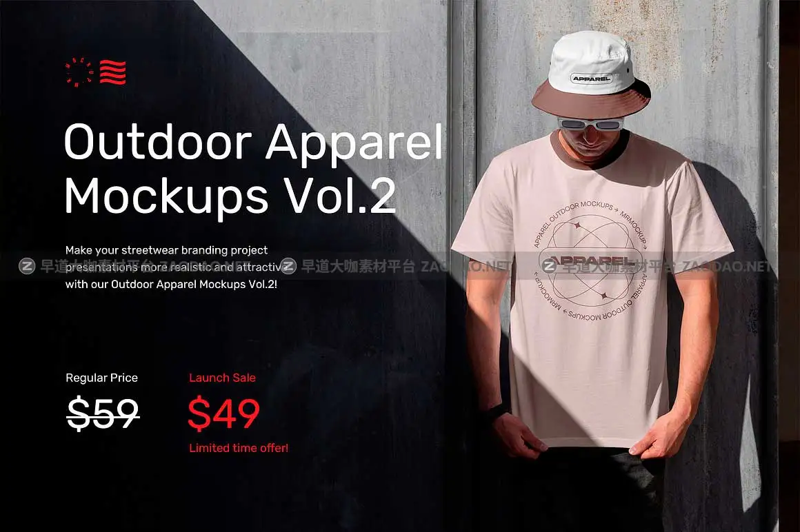 28款高级服装品牌VI设计半袖T恤卫衣帽子吊牌标签展示效果图PS贴图样机模板 Outdoor Apparel Mockups Vol.2插图2