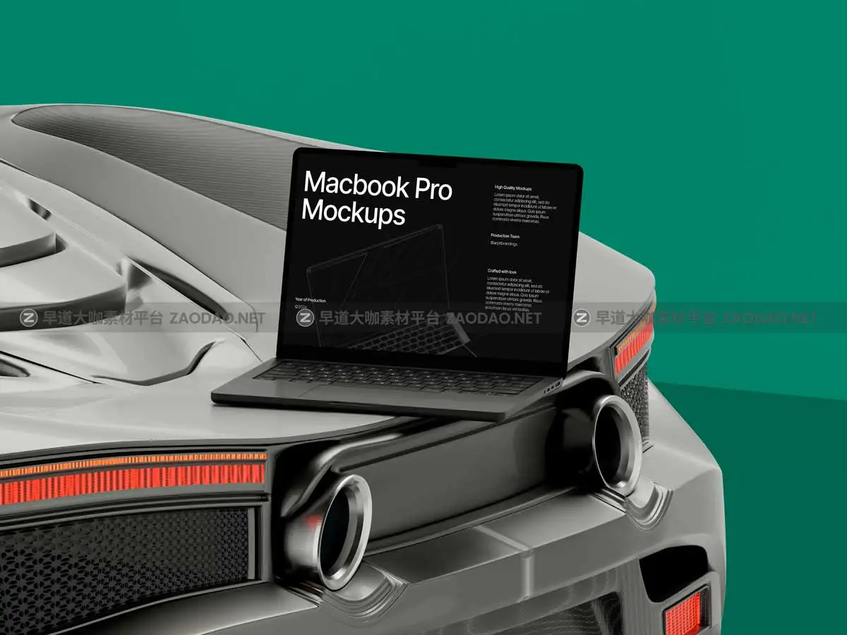 20款工业风网站界面UI设计苹果笔记本MacBook Pro演示效果图PS贴图样机模板 Macbook Pro Mockups: Automotive Edition插图22