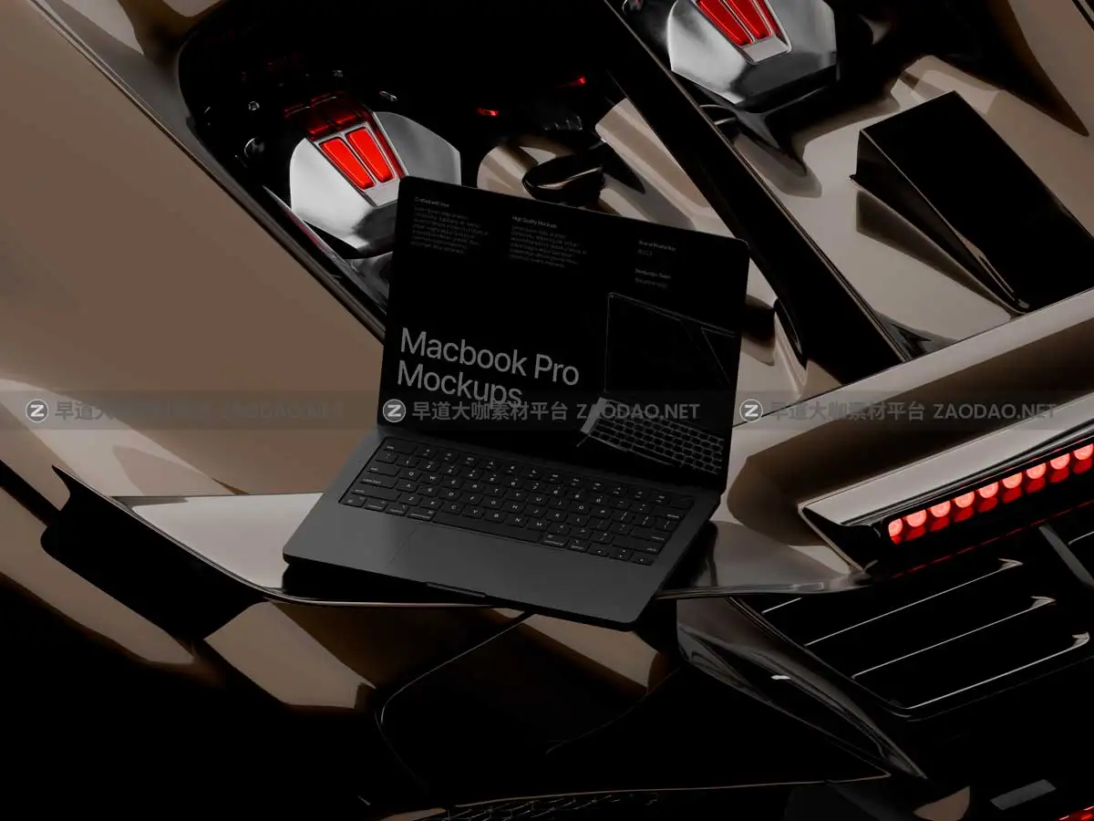 20款工业风网站界面UI设计苹果笔记本MacBook Pro演示效果图PS贴图样机模板 Macbook Pro Mockups: Automotive Edition插图8