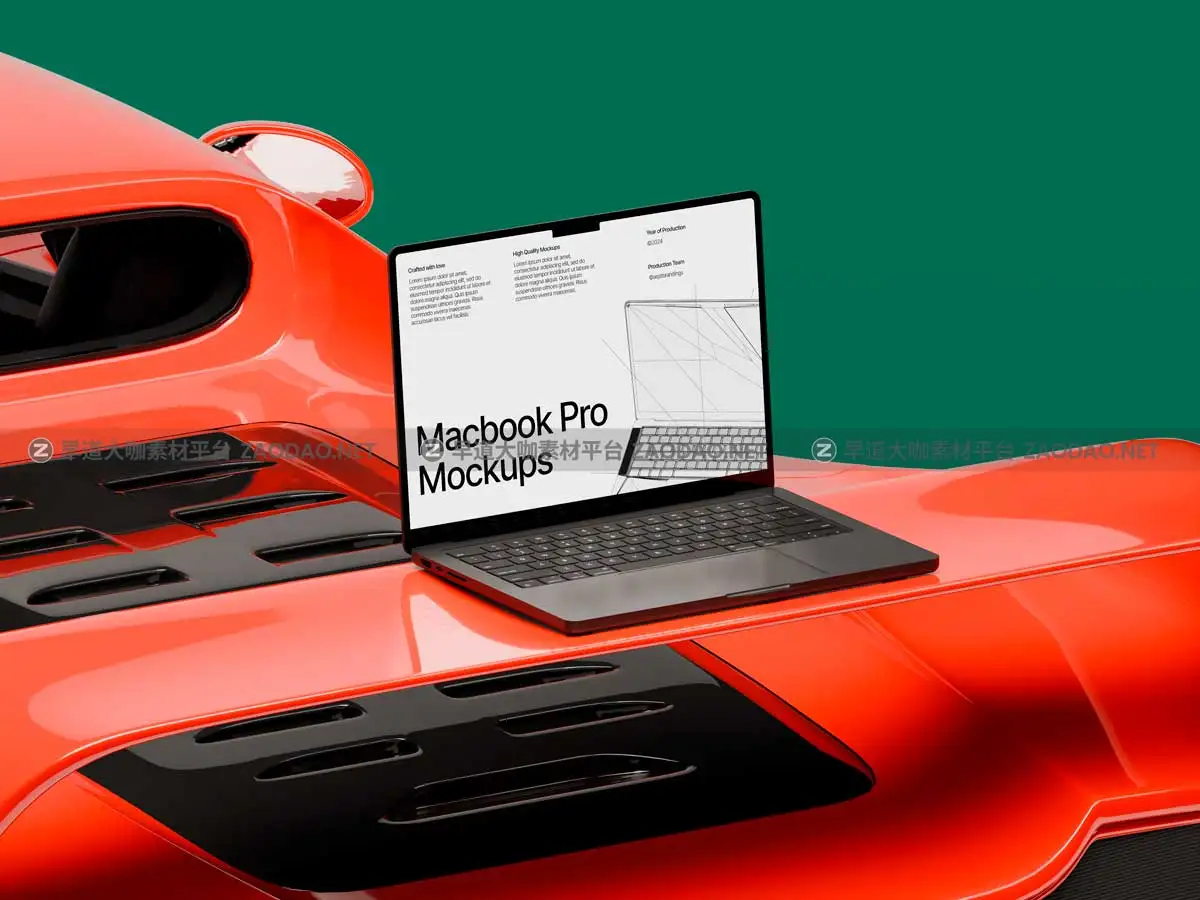 20款工业风网站界面UI设计苹果笔记本MacBook Pro演示效果图PS贴图样机模板 Macbook Pro Mockups: Automotive Edition插图5