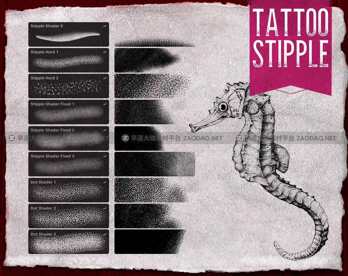 时尚颗粒纹理线条铅笔绘画艺术iPad Procreate笔刷画笔设计素材 Procreate Tattoo Stipple Brushes插图3