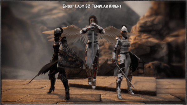 UE素材 中世纪瓦里奥女战士骑士3D模型素材 Unreal Engine – Ghost Lady S2 Knight Templar
