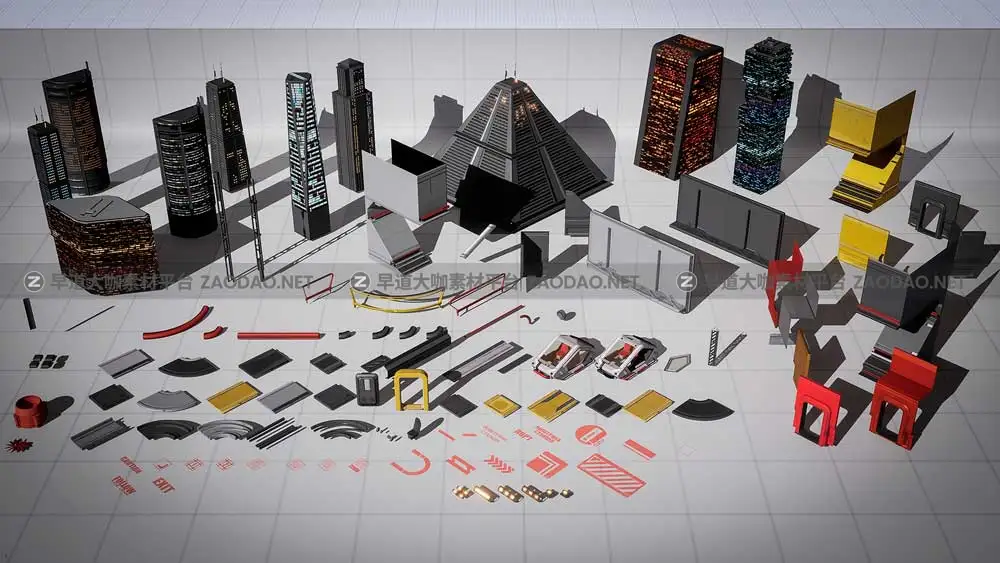 UE素材 未来科幻赛博朋克城市建筑高楼3D模型 Unreal Engine – Sci-Fi City Hub Kit插图8