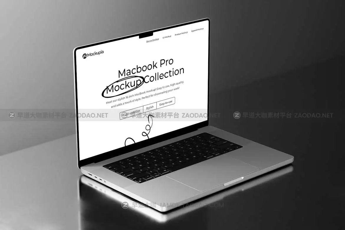 8款工业风格网站界面设计苹果MacBook Pro笔记本电脑演示效果图PS贴图样机模板 Vertex – Macbook Pro Mockup插图7