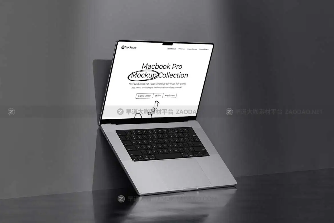 8款工业风格网站界面设计苹果MacBook Pro笔记本电脑演示效果图PS贴图样机模板 Vertex – Macbook Pro Mockup插图6