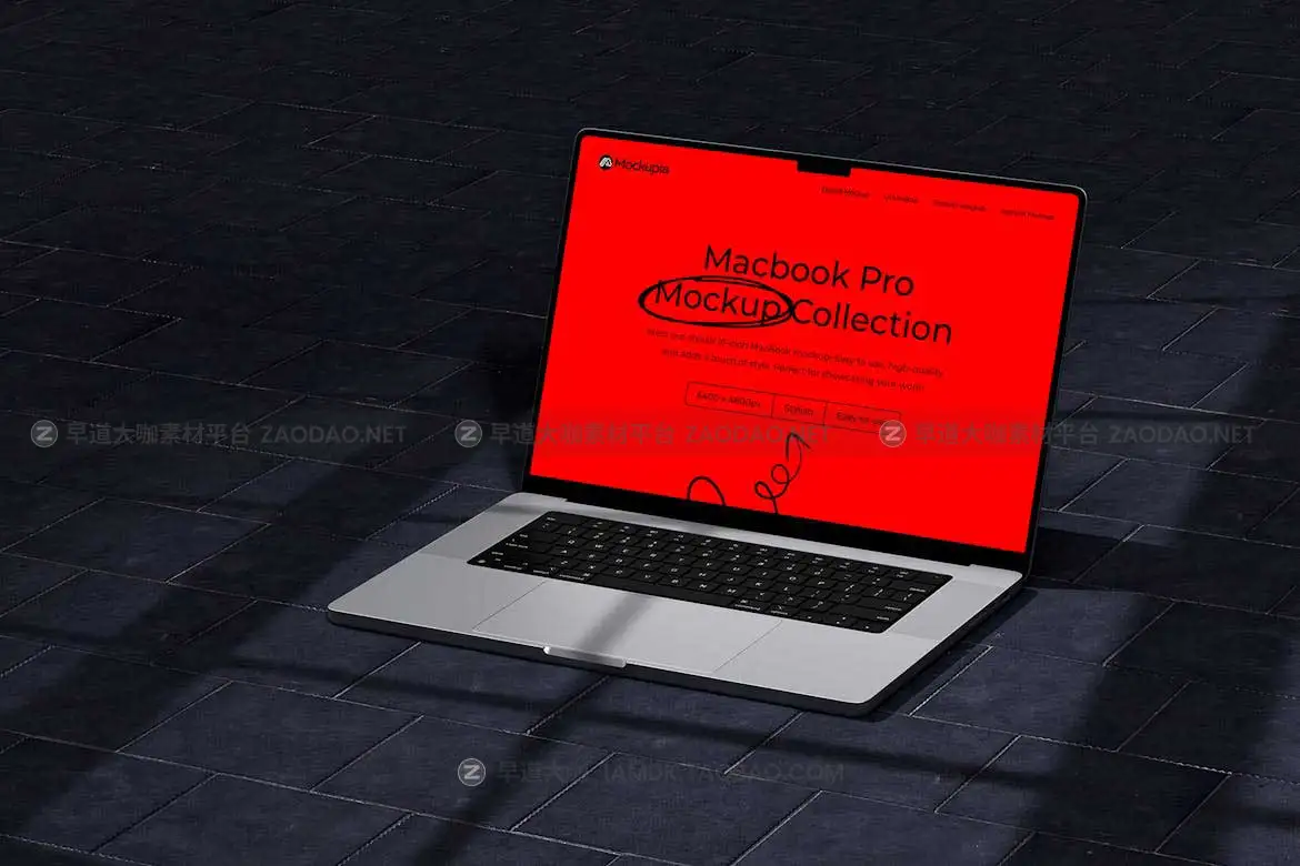 8款工业风格网站界面设计苹果MacBook Pro笔记本电脑演示效果图PS贴图样机模板 Vertex – Macbook Pro Mockup插图1