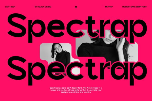 时尚优雅杂志海报徽标设计无衬线英文字体安装包 Spectrap Inktraped Sans Serif