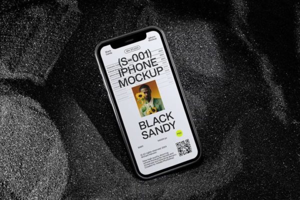 工业风APP用户界面设计作品集展示效果图苹果iPhone 13演示PS贴图样机素材 Black Sandy Iphone Mockups