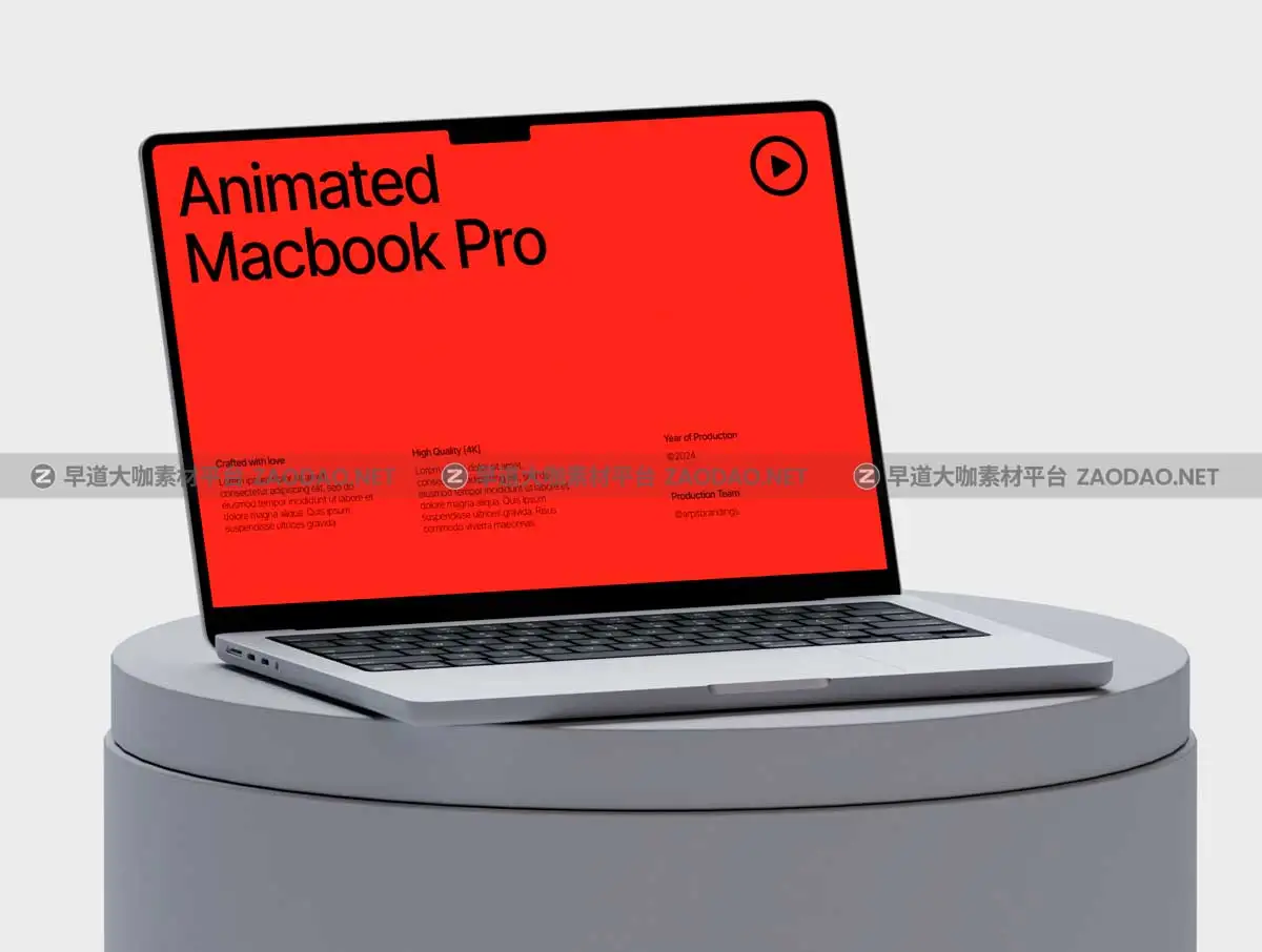AE模板 创意网站登录界面设计苹果MacBook Pro笔记本动态演示样机模板素材 Animated Macbook Pro Mockup插图1