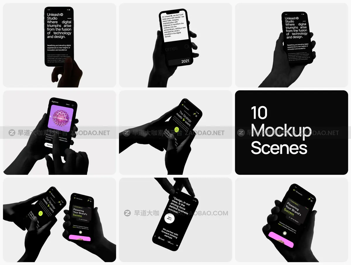 10款高级手持苹果iPhone 14手机屏幕演示效果图PS贴图样机模板 iPhone in Hands Mockup Set插图2