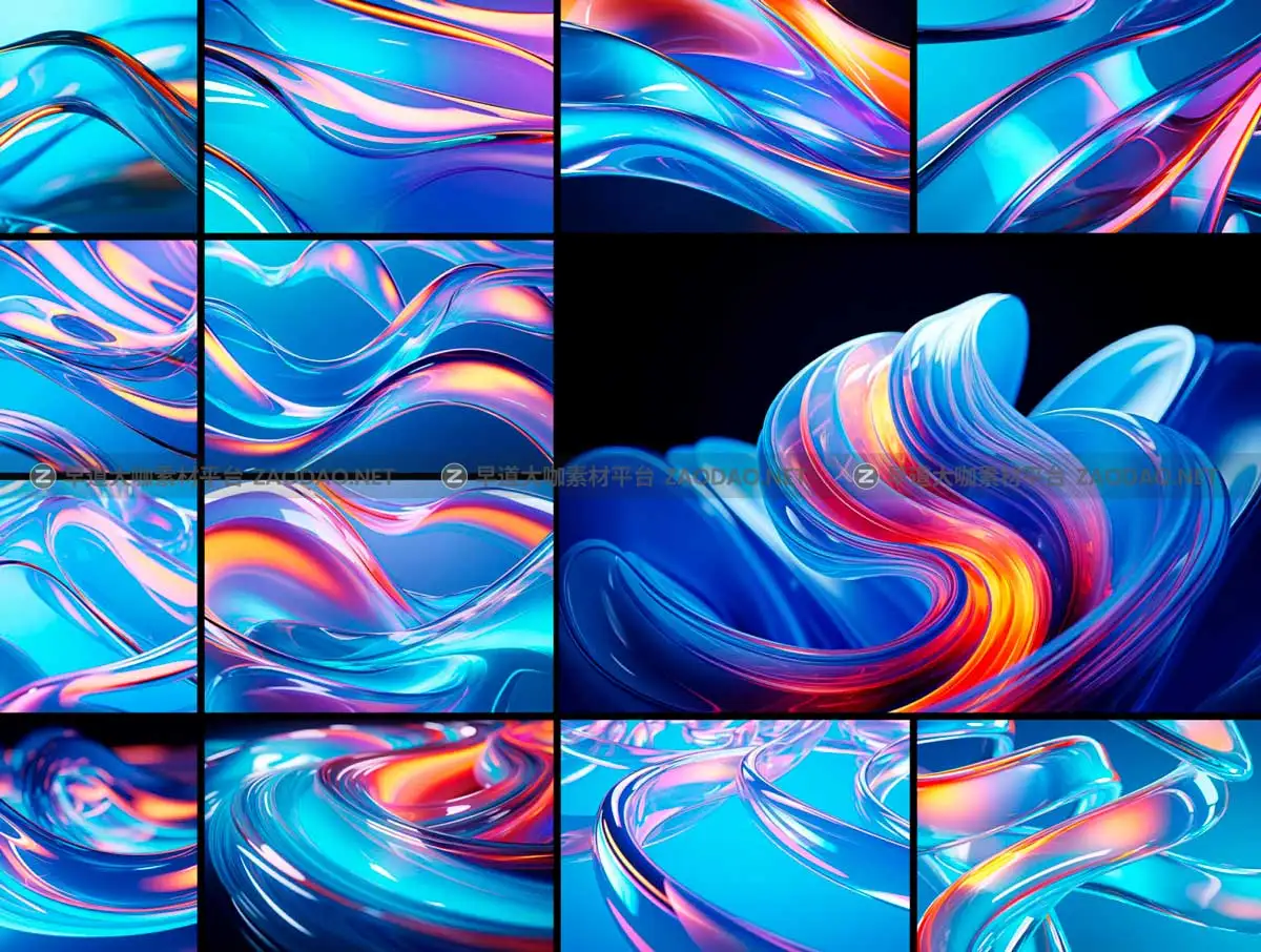21款高级扭曲3D渐变玻璃水晶质感抽象艺术高清壁纸背景图片设计素材 3D Gradient Wallpaper – Abstract background插图4