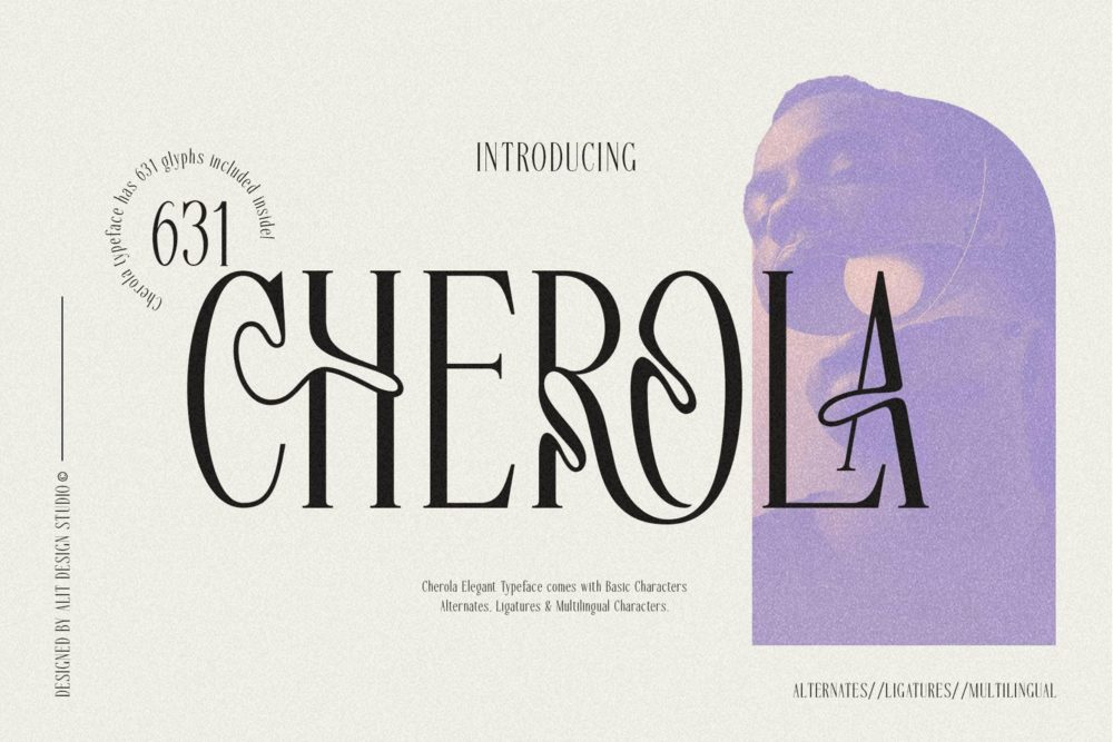 优雅复古波西米亚风品牌婚礼请柬设计衬线英文字体安装包 Cherola Typeface插图
