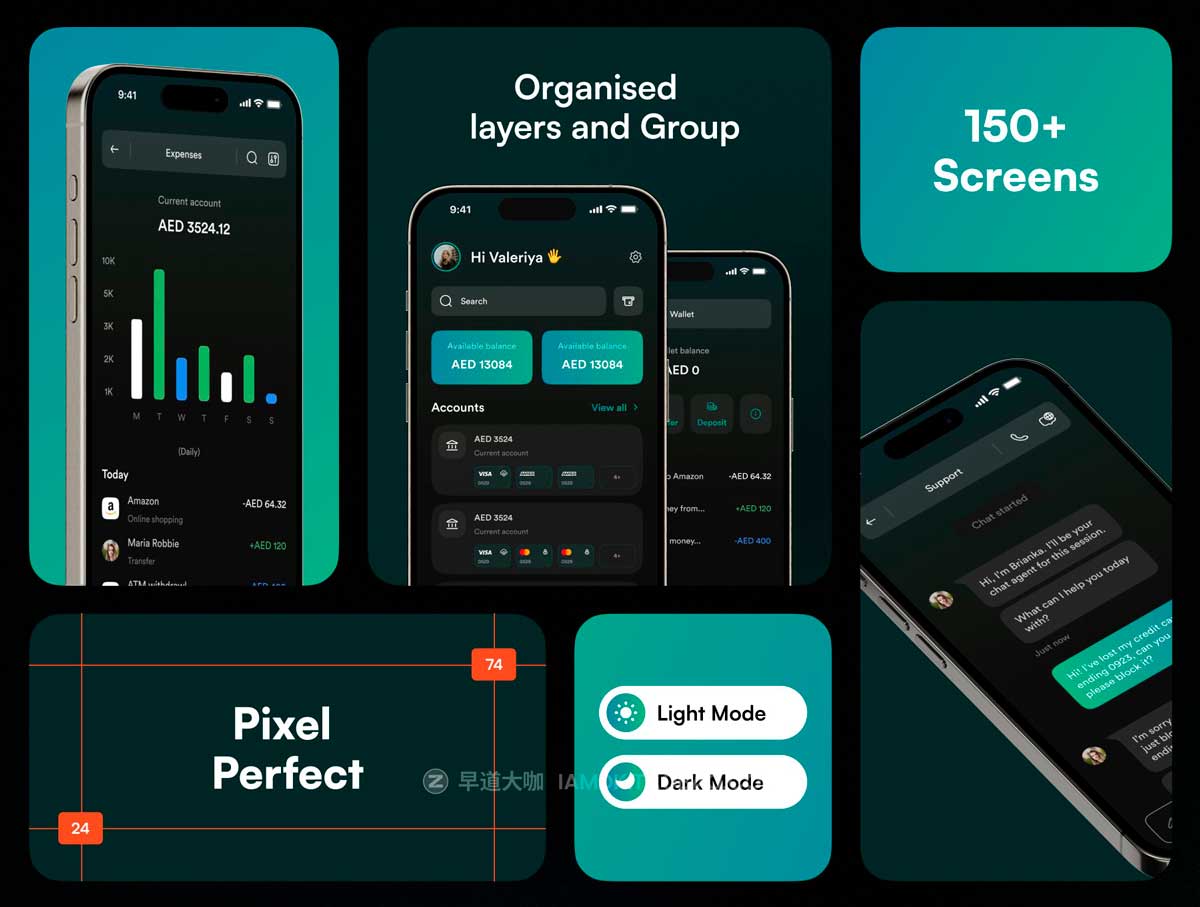 150+屏双配色金融科技银行理财电子钱包app ui界面设计figma模板 Orizo- Banking Mobile App插图4 150+屏双配色金融科技银行理财电子钱包app ui界面设计figma模板 Orizo- Banking Mobile App插图4