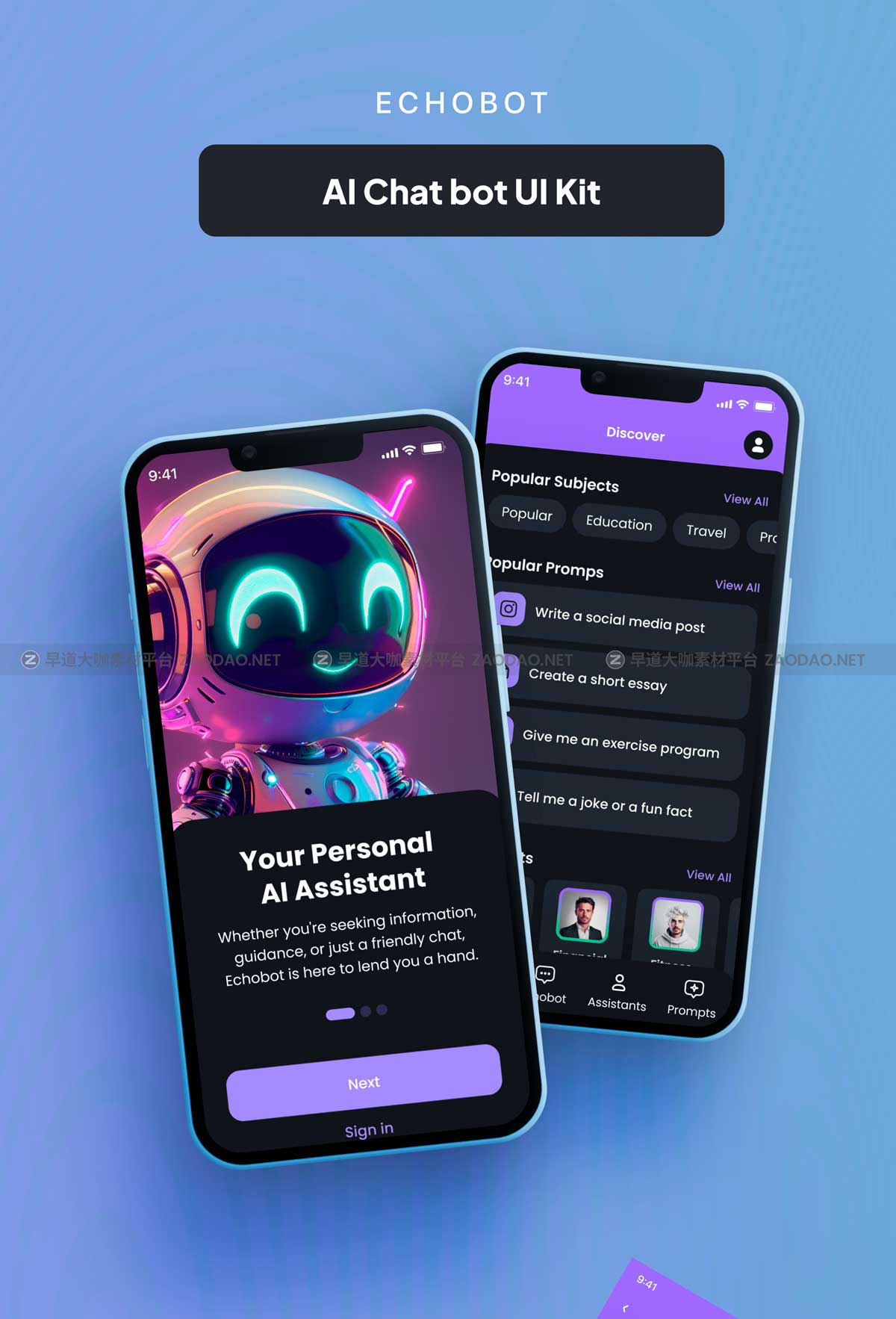 150屏双配色AI智能聊天机器人APP应用程序UI界面设计Figma模板 UI KIT – Mobile AI Chat bot插图7