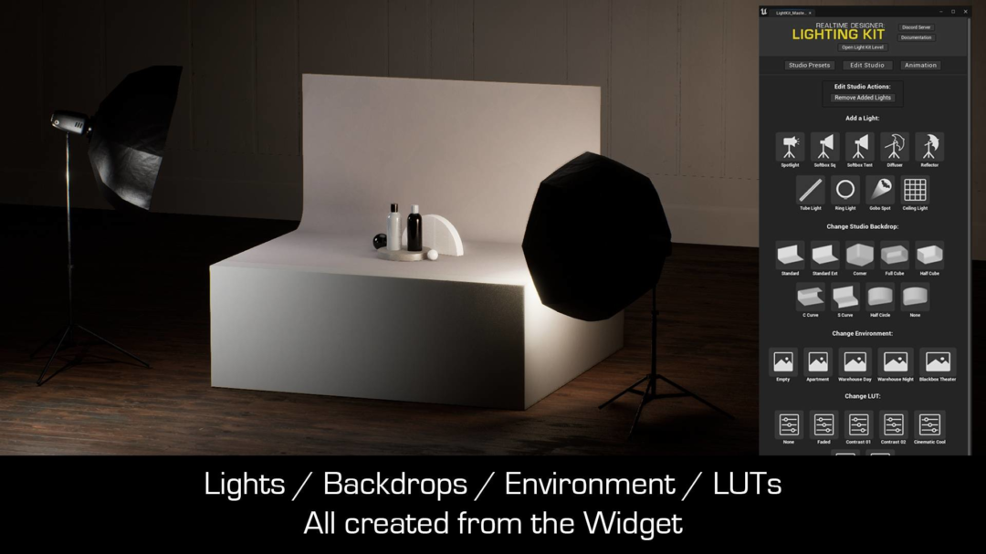 逼真3d模型投影环境背景照明灯光ue工具插件工程素材 RD – Lighting Kit插图1 逼真3d模型投影环境背景照明灯光ue工具插件工程素材 RD – Lighting Kit插图1