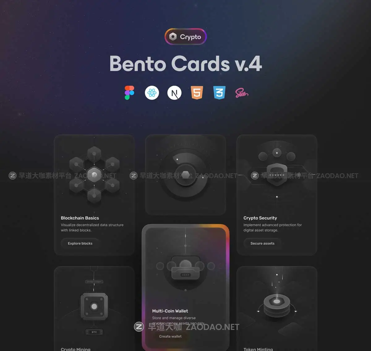 顶级金融科技加密货币区块链网站&软件UI界面套件设计Figma/React/HTML素材包 Bento Cards: Crypto插图8 顶级金融科技加密货币区块链网站&软件UI界面套件设计Figma/React/HTML素材包 Bento Cards: Crypto插图8