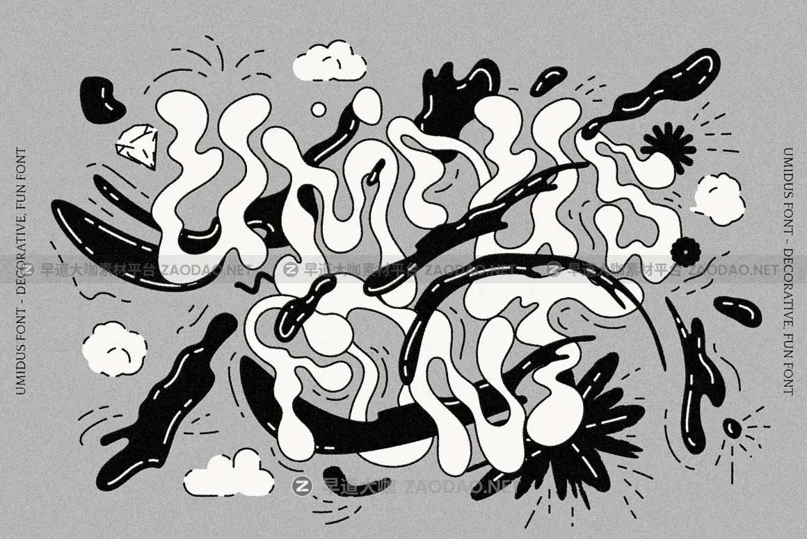 未来科幻迷幻波浪液体流体扭曲酸性PSAI英文字体安装包 softulka – Umidus Font – Trippy Liquid Font插图1 未来科幻迷幻波浪液体流体扭曲酸性PSAI英文字体安装包 softulka – Umidus Font – Trippy Liquid Font插图1