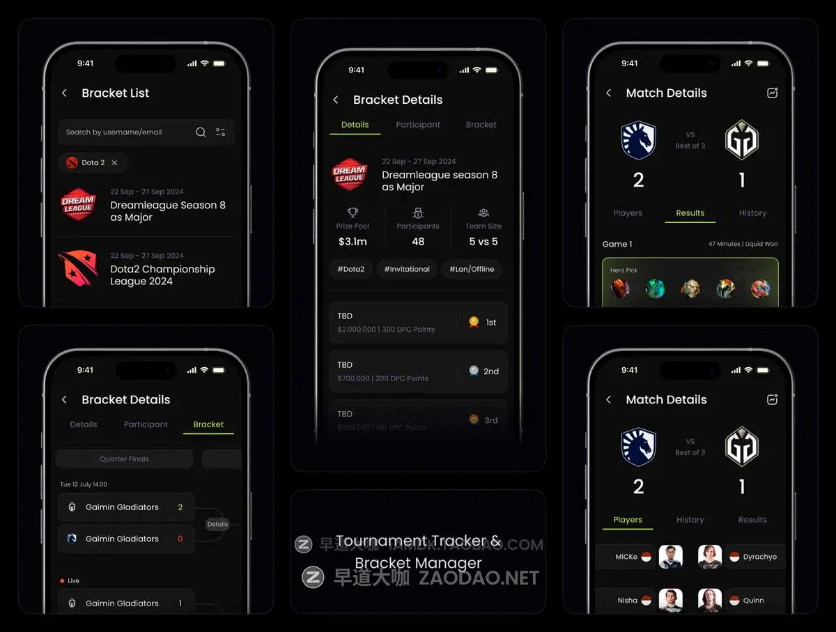 70+屏暗黑风游戏直播短视频流媒体社交APP UI界面设计Figma模板套件素材 Streaming & Quiz Platform For Gamers – Trivia插图3 70+屏暗黑风游戏直播短视频流媒体社交APP UI界面设计Figma模板套件素材 Streaming & Quiz Platform For Gamers – Trivia插图3