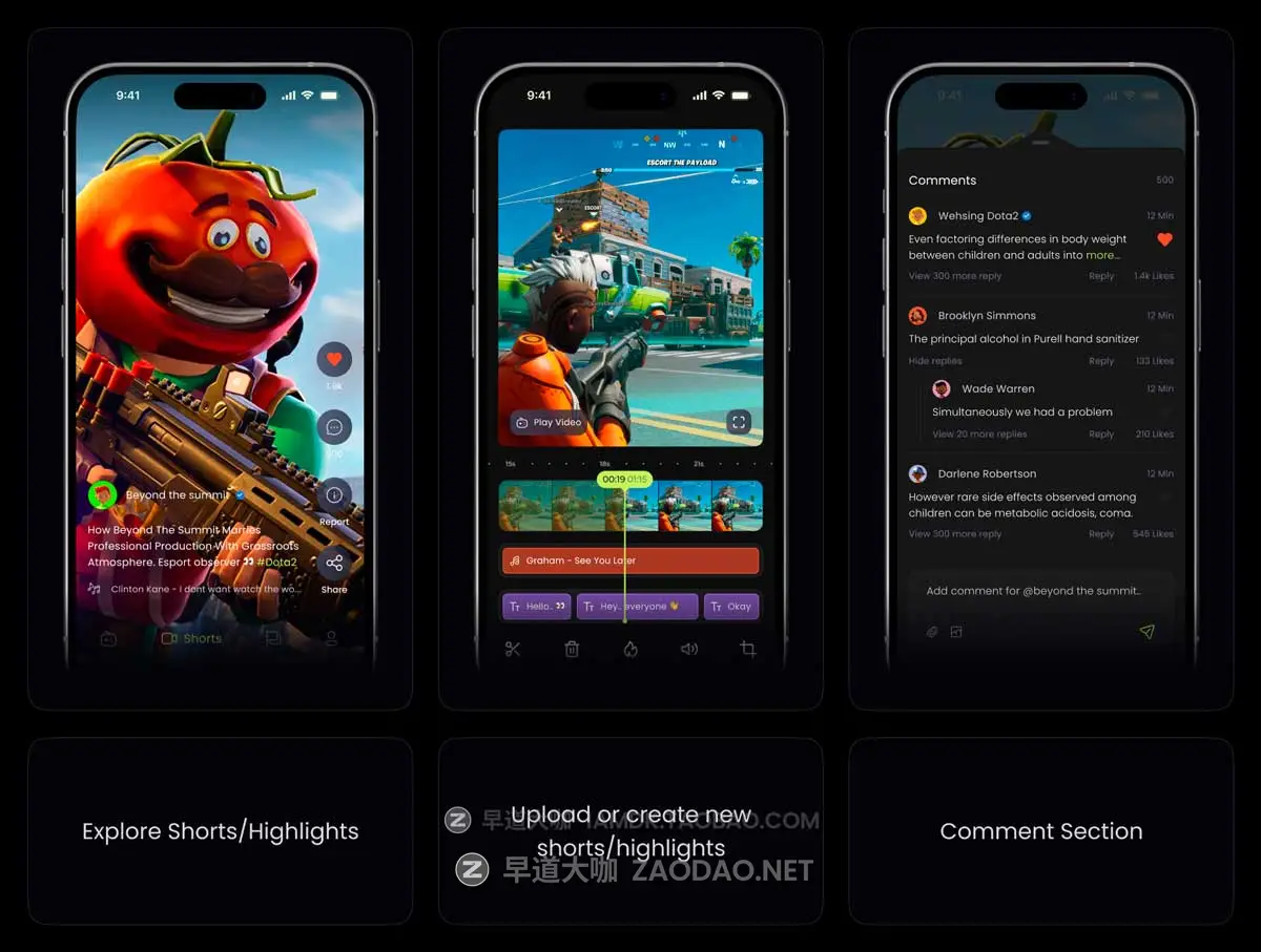 70+屏暗黑风游戏直播短视频流媒体社交APP UI界面设计Figma模板套件素材 Streaming & Quiz Platform For Gamers – Trivia插图6 70+屏暗黑风游戏直播短视频流媒体社交APP UI界面设计Figma模板套件素材 Streaming & Quiz Platform For Gamers – Trivia插图6