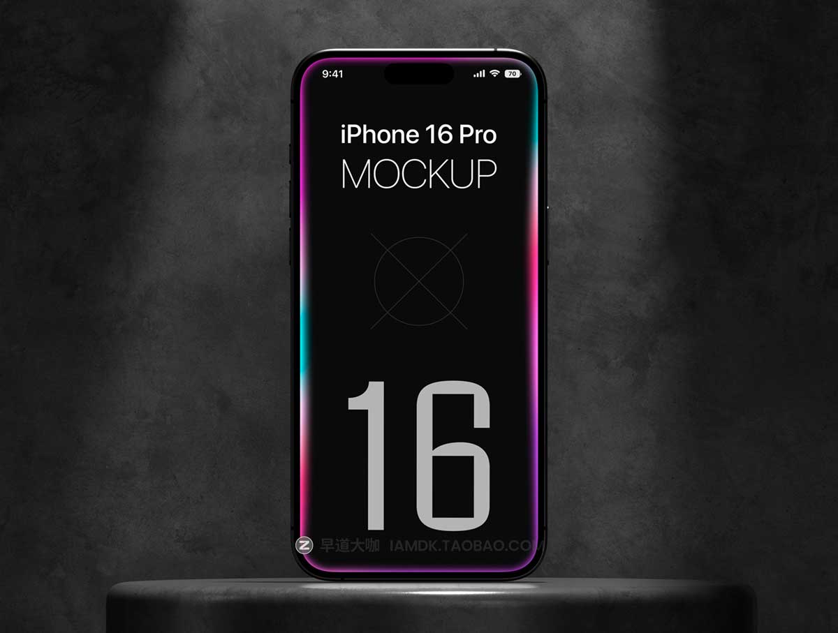 20款工业风APP UI界面设计苹果iPhone 16 Pro屏幕演示效果图PS贴图样机模板 20 iPhone 16 Pro Mockups Vol.01插图6